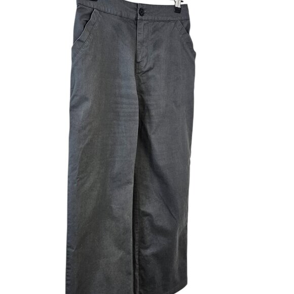 PACT Womens Organic Cotton Wide Leg Chino High Rise Pants, Crop,Grey, Size Small - Picture 3 of 8
